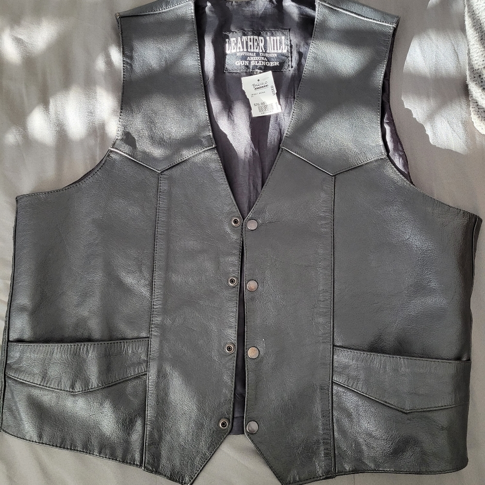 Leather Biker Vest.